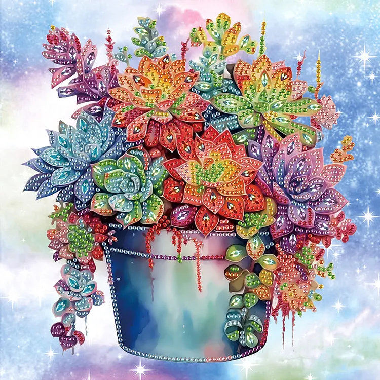 Succulent Bouquet 30*30cm (Canvas) Special Shaped Drill Diamond Painting gbfke