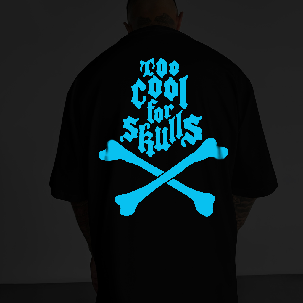Luminous Skull Graphic Print Cotton T-Shirt
