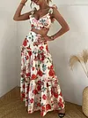 Floral Printed Empire Two-Piece Suits