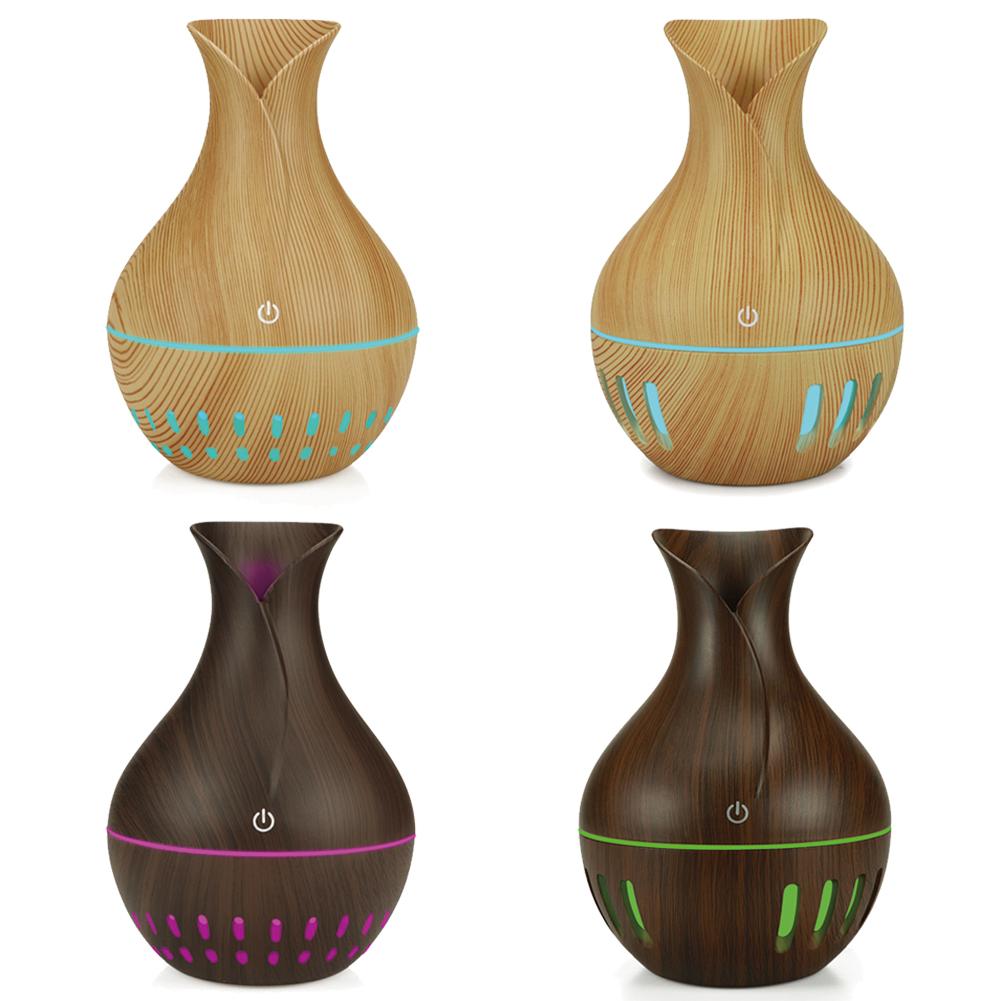 

130mL Wood Grain USB Aroma Essential Oil Diffuser Ultrasonic Air Humidifier, Dark brown, 501 Original