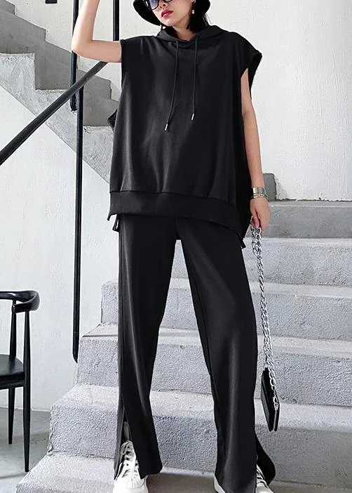 Women's suit show thin sports leisure black two piece set