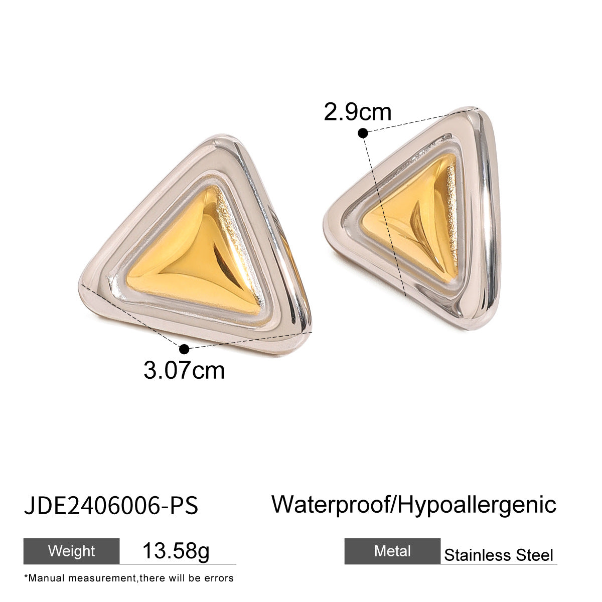 Jie Ding Stainless Steel Triangle Earrings Niche Earrings Titanium Steel Earrings