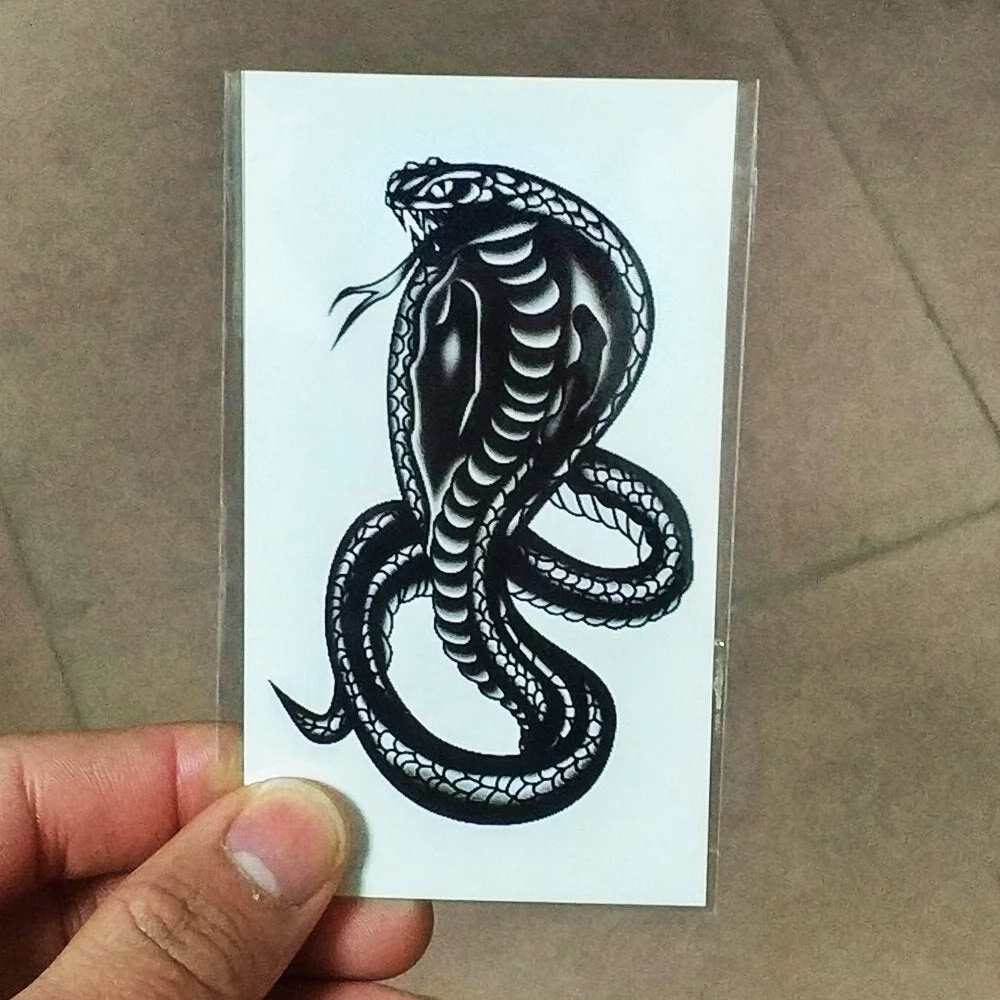 Temporary Tattoo Sticker 10.5*6cm fashion Cobra snake tattoo for men tatto stickers flash tatoo fake tattoos Waterproof Body Art