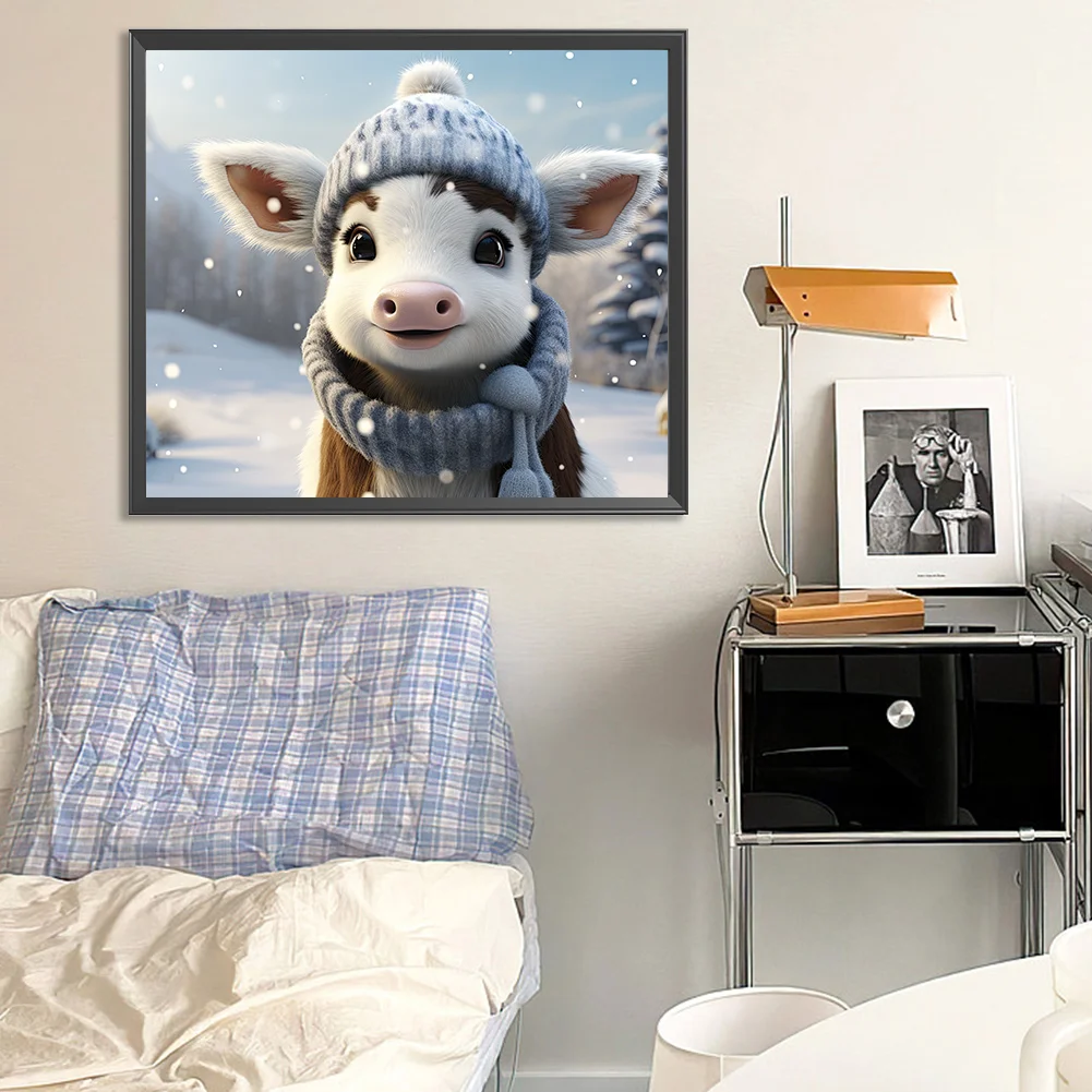 Diamond Painting - Full Round Drill - Winter Cow(Canvas|35*30cm)