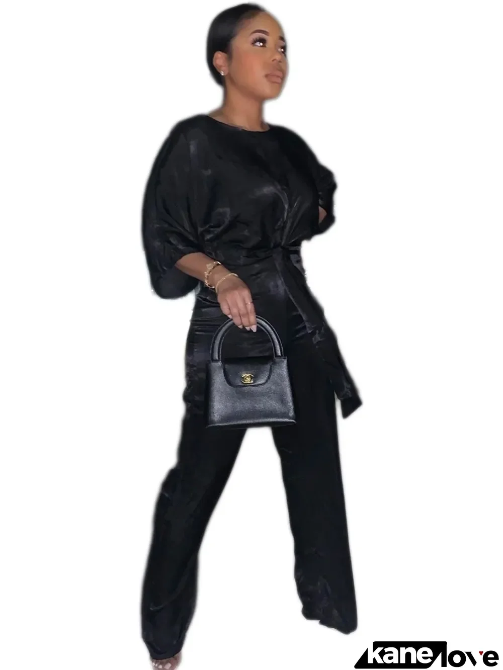 Autumn 2pc Matching Solid Crop Top and Pants Set