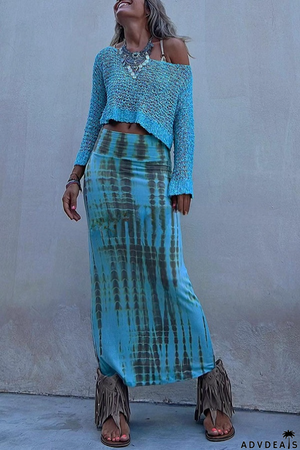 Adoring Memories Tie-dye Elastic Waist Maxi Skirt