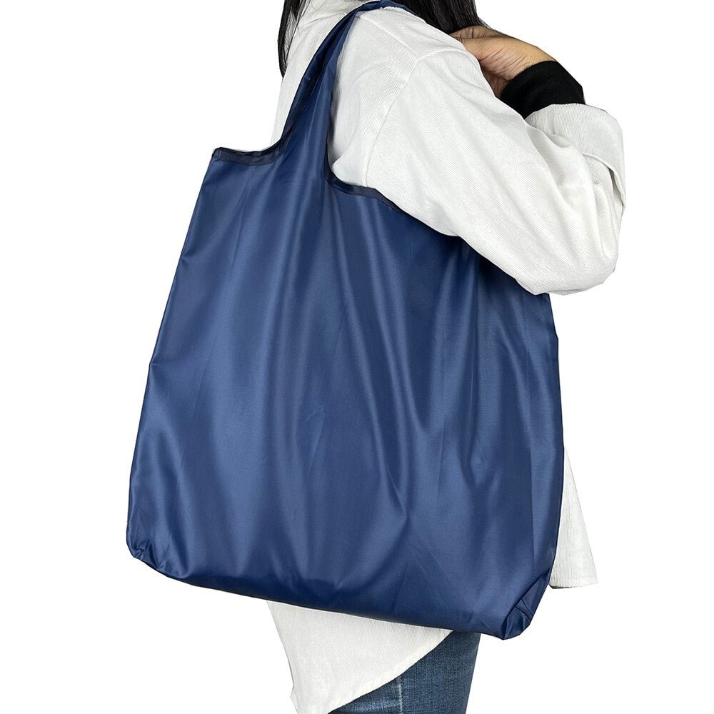 Medium Large Capacity Foldable Shopping Bag Portable Fashion Pocket Tear-Resistant Reusable Ladies Shoulder Bag Tote Bag