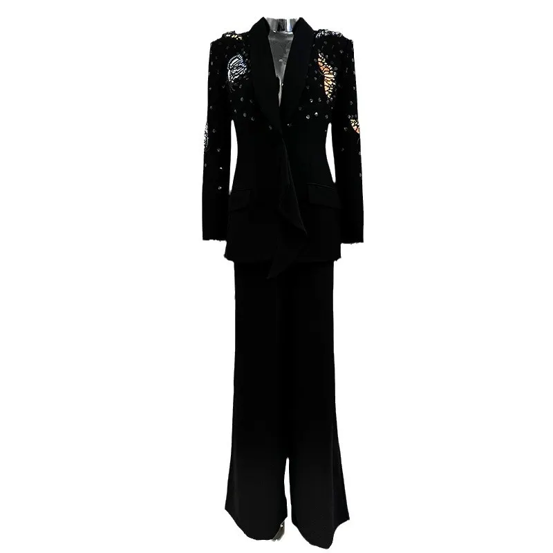 Nigikala Nigikala New Star Fashion Heavy Industry Three-Dimensional Butterfly Nails With Diamond Suit Trousers Set Two Sets