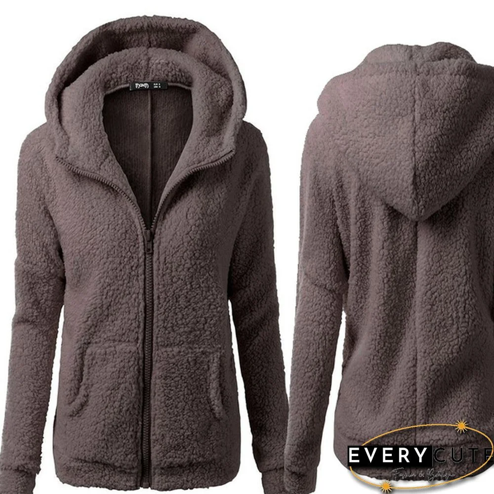 Women's Fashion Hooded Sweater Jacket Female Coat Women Casual Hoodie Coat Add Wool Sweatshirts