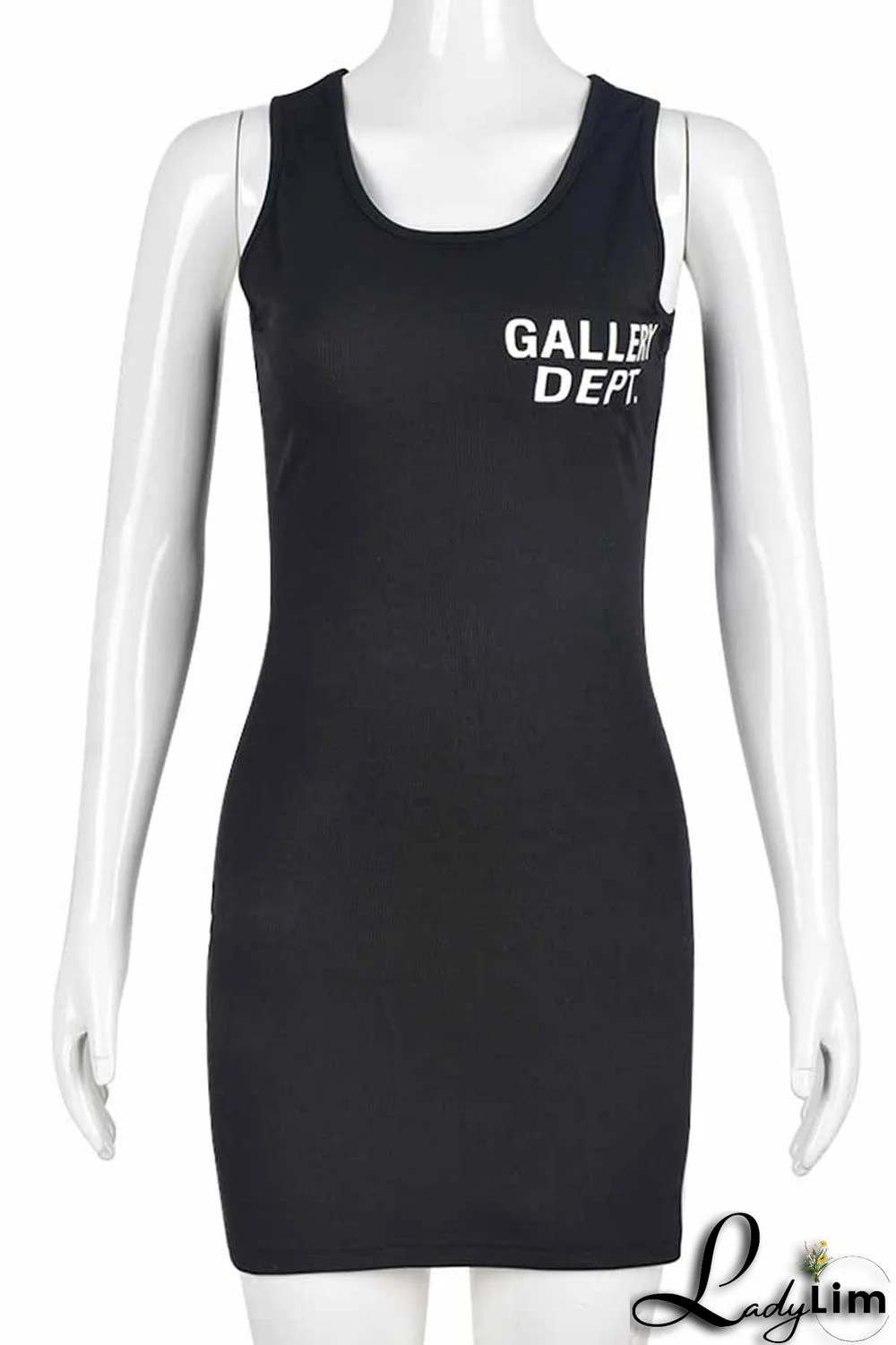 Grey Street Print Letter U Neck One Step Skirt Dresses