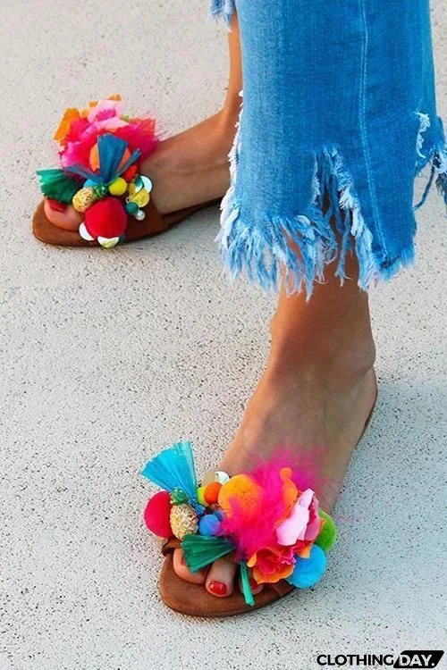 Fruits Pom Poms Slipper