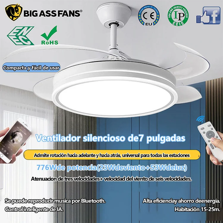 Ventiladores de gran tamaño con luz LED silenciosa de frecuencia variable