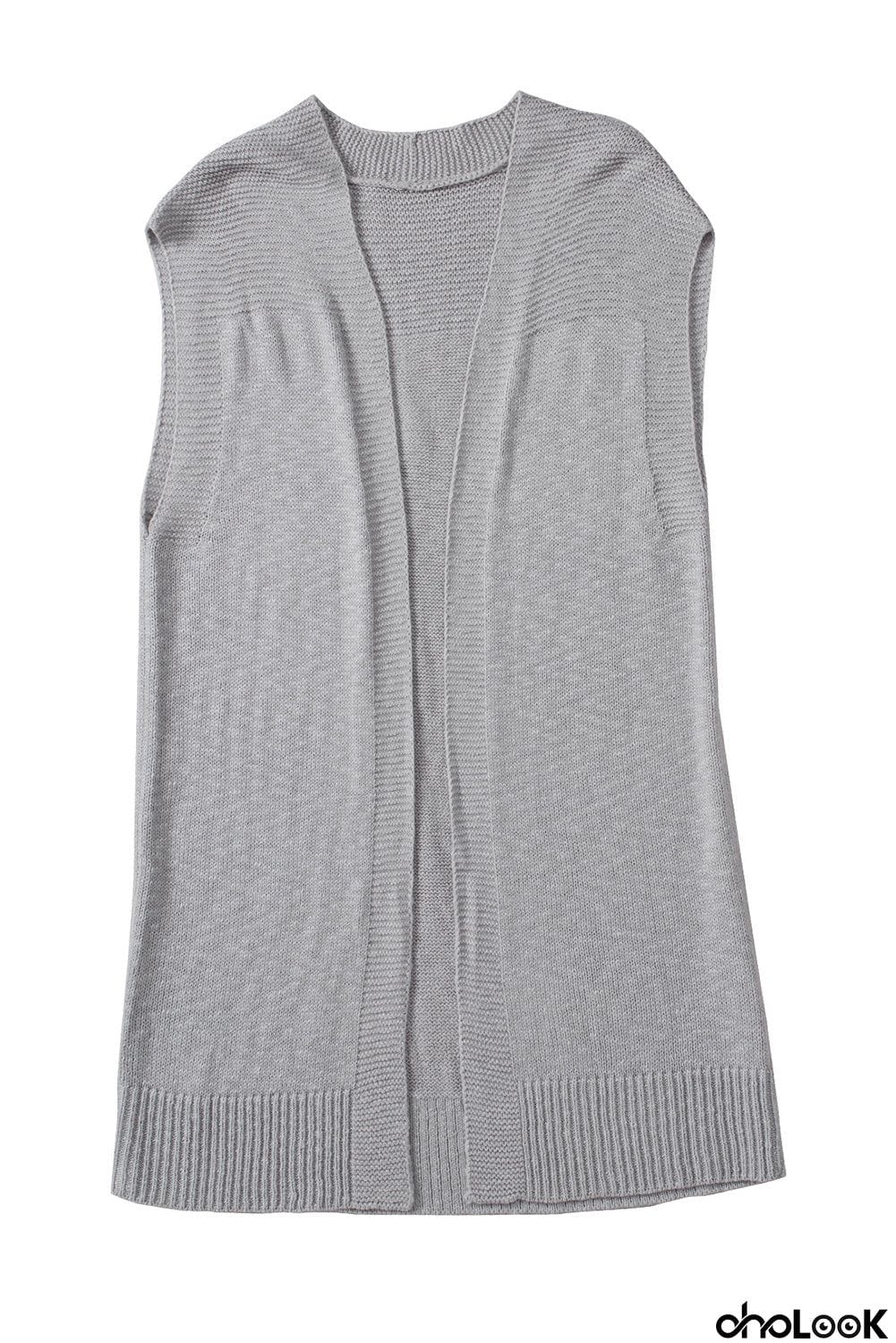 Basic Gray Vest Cardigan Sweater