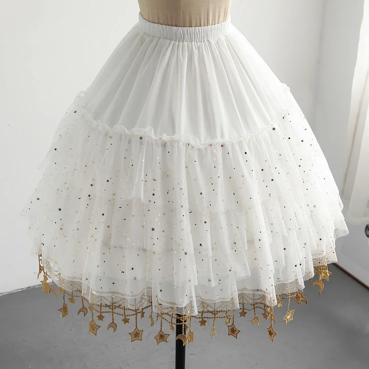 Lunar Star River Lolita Mid-length Bustle Tutu Dress SP15458