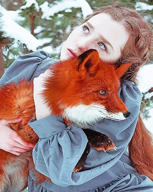 

Girl Hugging Fox – Paint By Numbers - 40*50CM, 501 Original