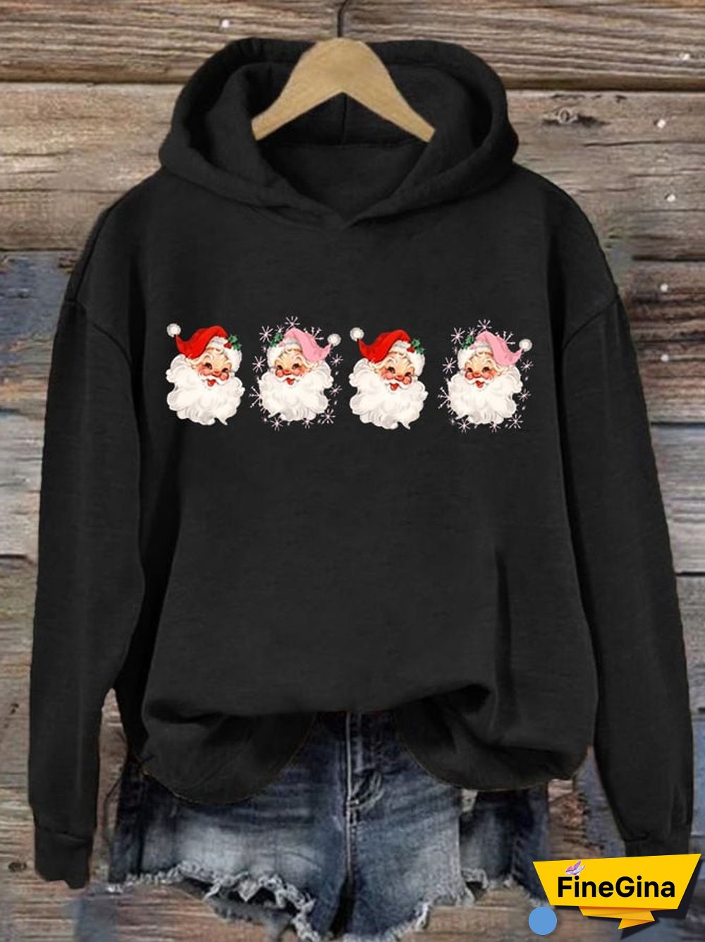 Women's Santa Print Hoodie