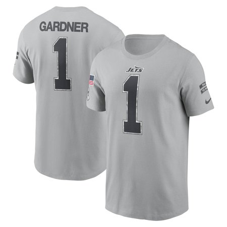Men's New York Jets Ahmad Sauce Gardner  Gray 2024 Salute To Service Name &amp; Number T-Shirt