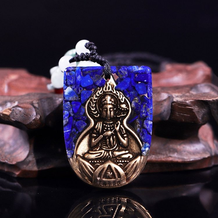 YOY-Natural Lapis Lazuli Orgonite Pendant Buddha Necklace