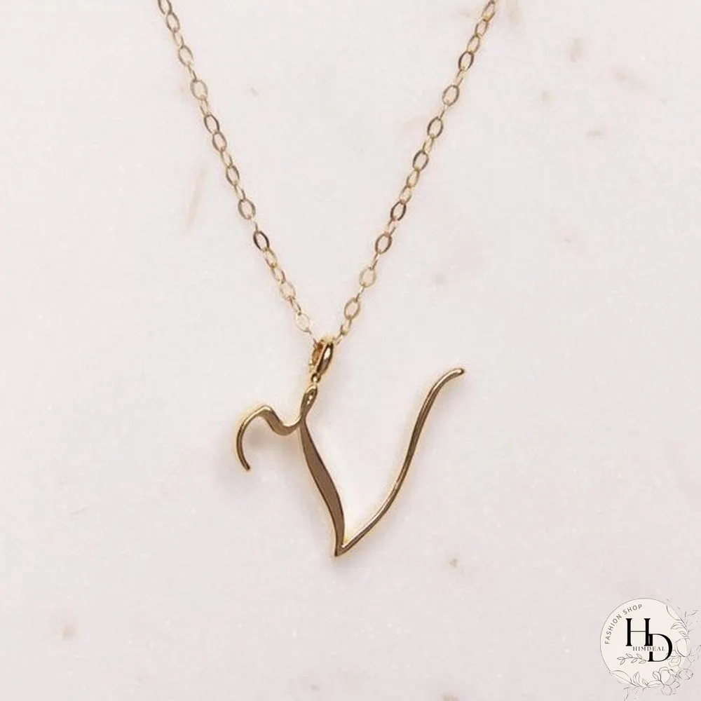 Letter Name Necklace Alphabet Initial Cursive Gold Silver Personalized Bridesmaid Gift