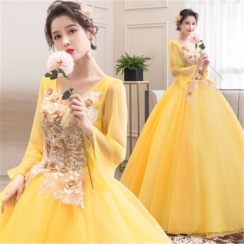 2021 New style V Neck Long Sleeve Quinceanera 15 Years Vestidos De 15 Anos Mint Wine Red Turquoise Quinceanera Gowns Party Dress