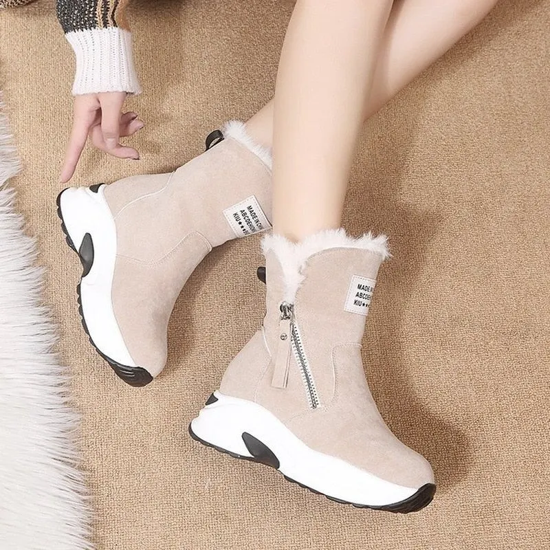 Snow boots women's shoes 2020 new cotton boots all-match thick-soled winter warm inner increase plus velvet thick cotton shoes