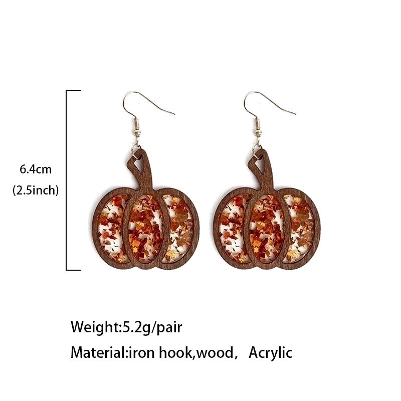 1 Pair Retro Pumpkin Arylic Drop Earrings