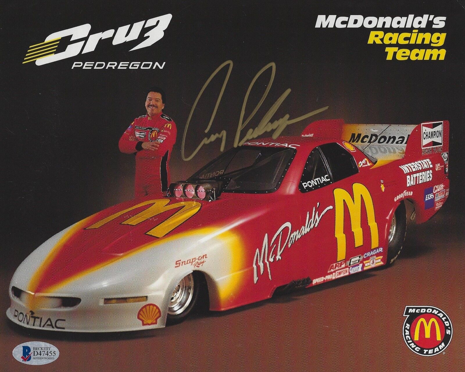 Cruz Pedregon Signed 8x10 Photo Poster painting BAS Beckett COA NHRA Funny Car Picture Autograph