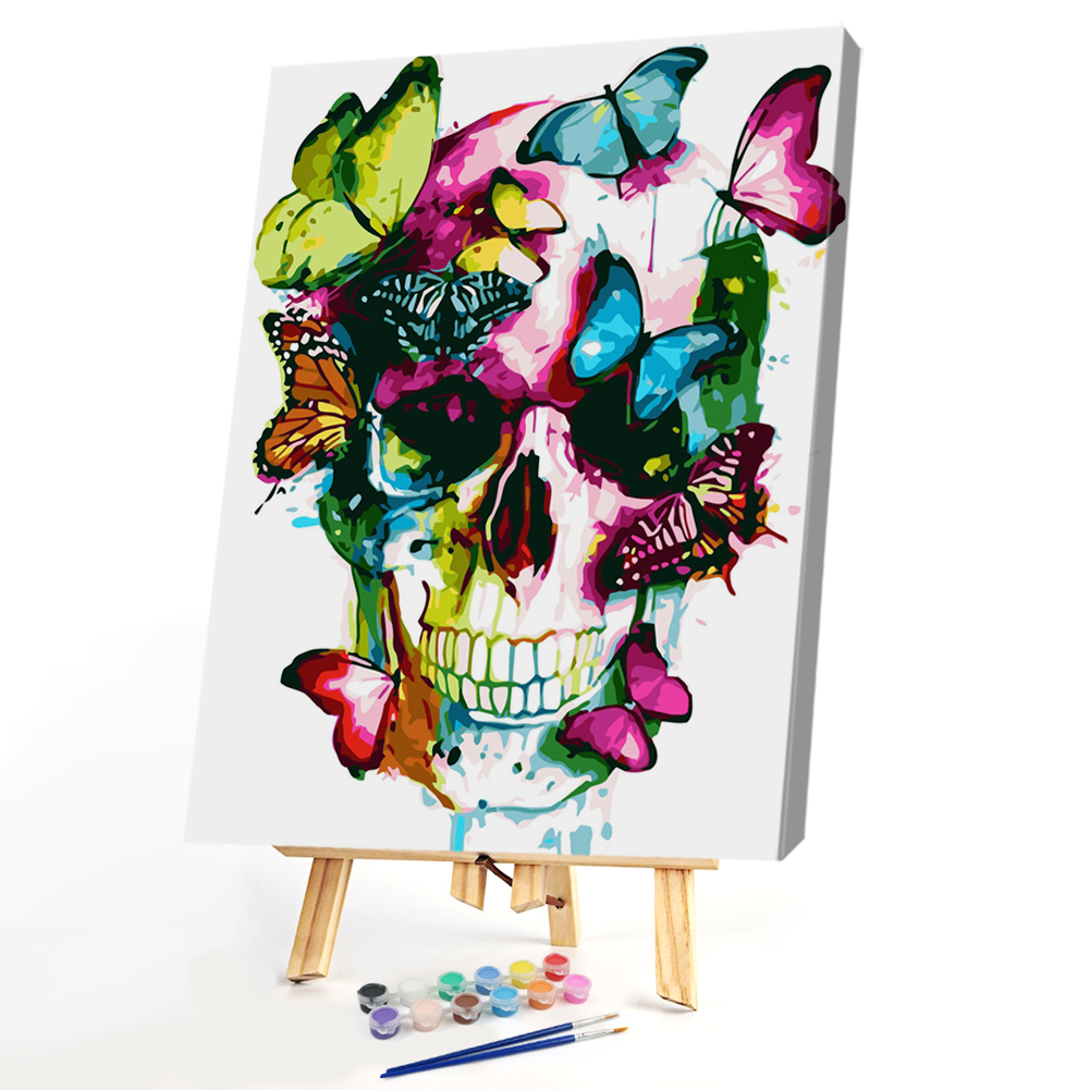 

30*40CM Paint By Numbers-Skull Butterfly, 501 Original