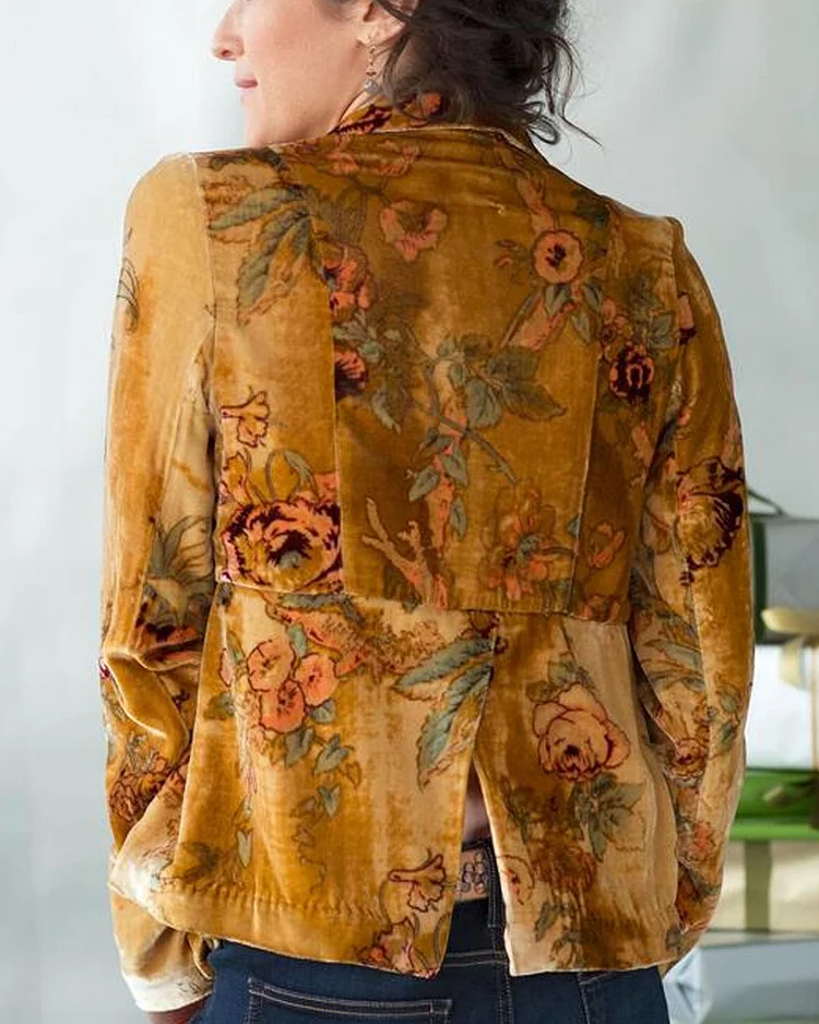 Velvet floral outlet jacket