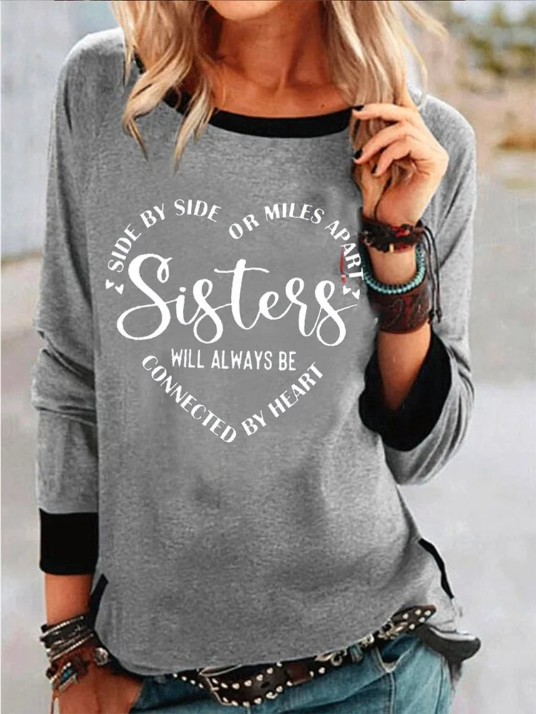 Women Casual Text Letters Autumn Loose Long Sleeve Regular H-Line Regular Size Sweatshirts