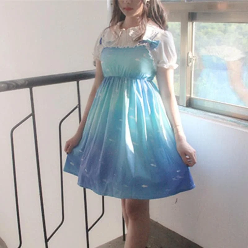 Blue Twilight Bow Lolita Dress SP179715