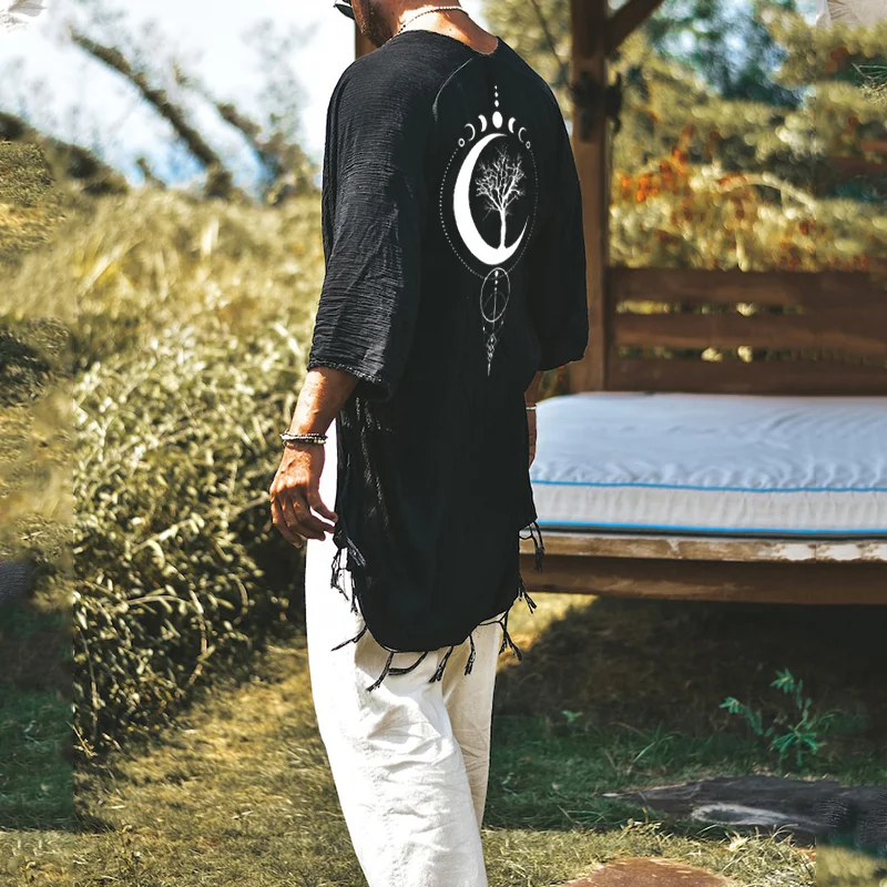 Men's Loose Print Design Hawaiian Cardigan-inspireuse