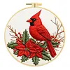  Cardinal Bird DIY Embroidery Kit with Pattern Cotton Threads Needles Hoop 29*29cm tapestrymarket