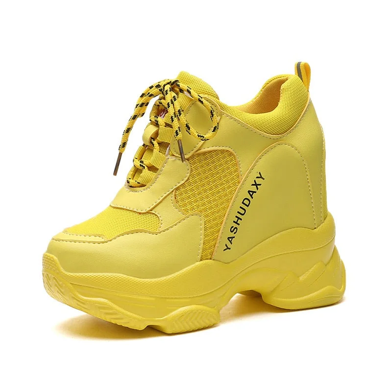 2020 White Trendy Shoes Women High Top Sneakers Women Platform Ankle Boots Basket Femme Chaussures Femmes Height Increase Shoes