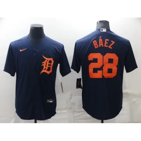Men's Detroit Tigers #28 Javier Baez Navy Cool Base Stitched Jersey GBC8