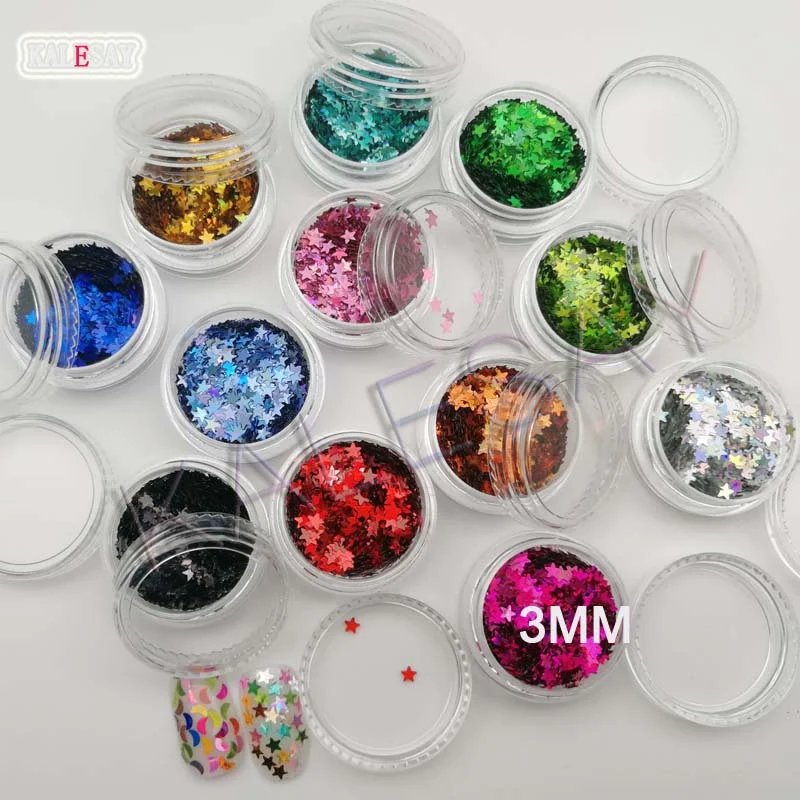 3mm Sequins DIY Flat Five-pointed Star Moon Sequin Paillettes Sewing Craft DIY Laser Silver Nail Sequin Accessories Decorations