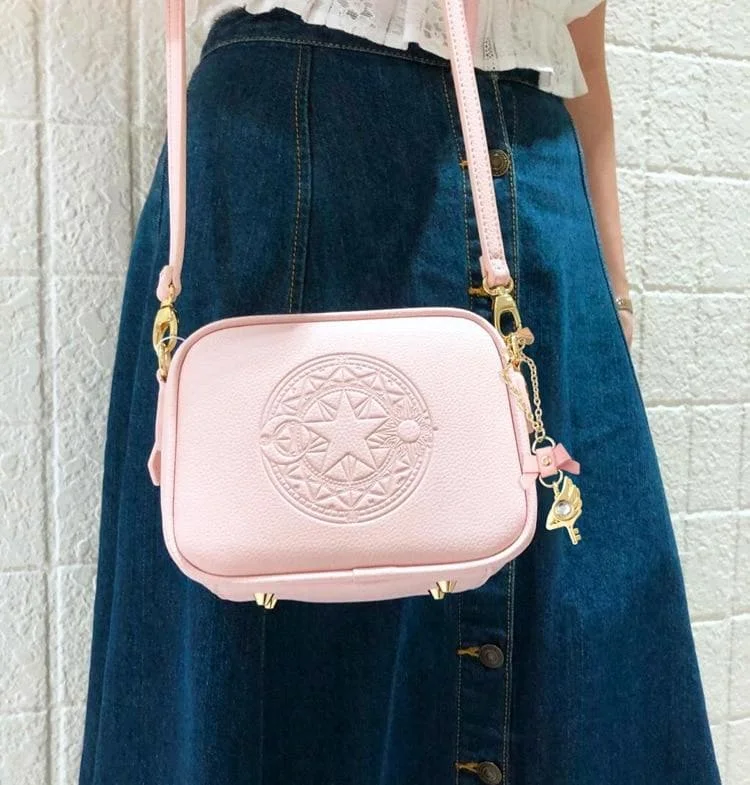 Card Captor Sakura Kinomoto Cosplay Magic Array Pink Leather Small Circular Bag SP15380