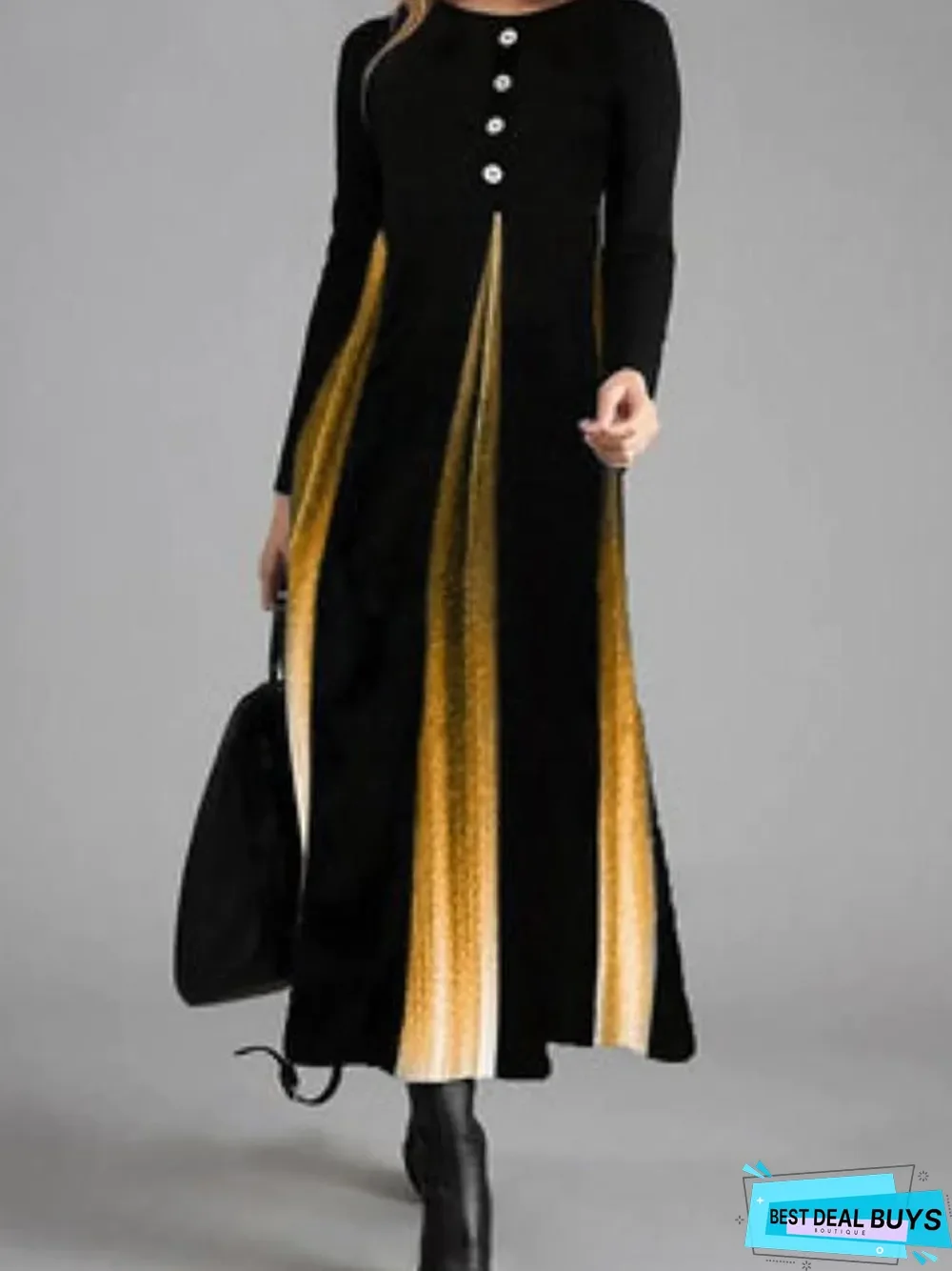 Women's Sheath Dress Maxi Long Dress Long Sleeve Print Fall Winter Casual Blue Orange Black Dresses