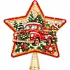 DIY Diamond Painting Christmas Tree Topper Star, Acrylic Holiday Tree Top Decoration with Spring Base, Removable Tabletop Christmas Decor