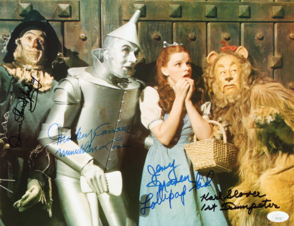 The Wizard of Oz 11x14 Movie Photo Poster painting Signed By 4 Lollipop Guild