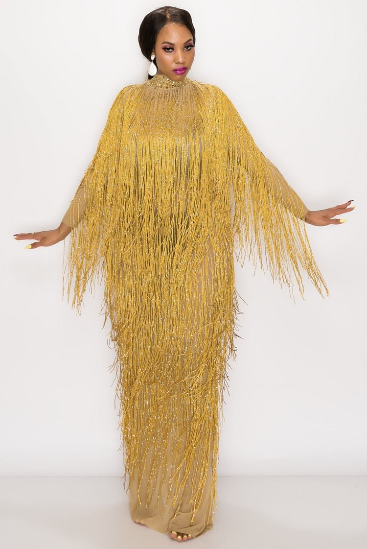 KIMORA FRINGE DRESS Tassel Party Maxi Dresses