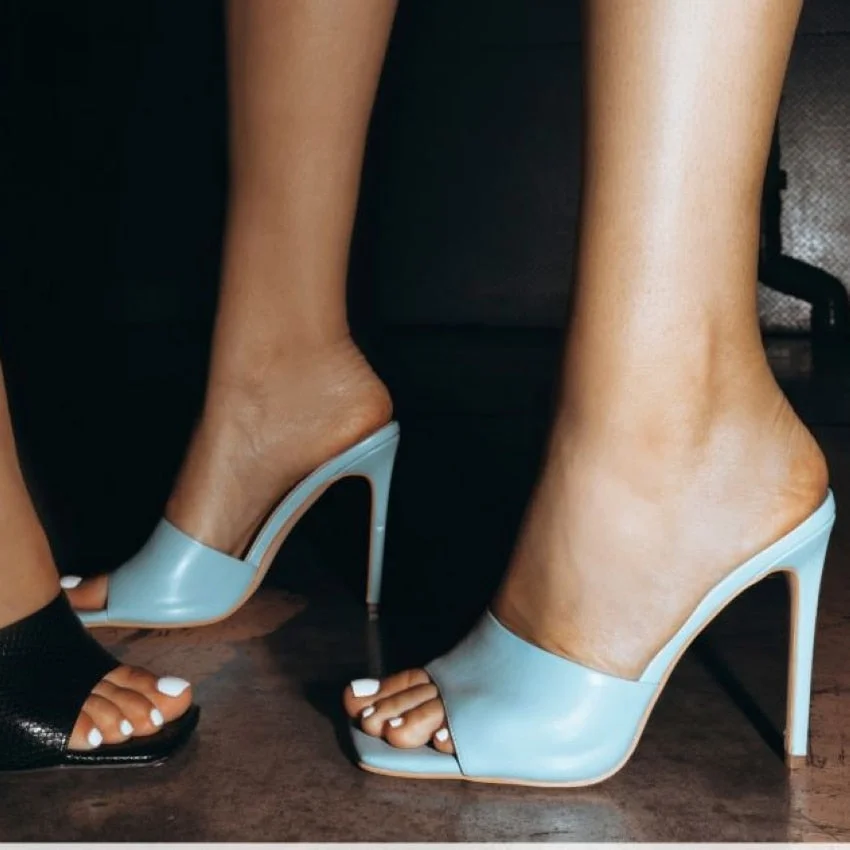 2020 summer women sandals square toe high heel slippers fashion ladies mule heels women high heels sandals mules shoes woman