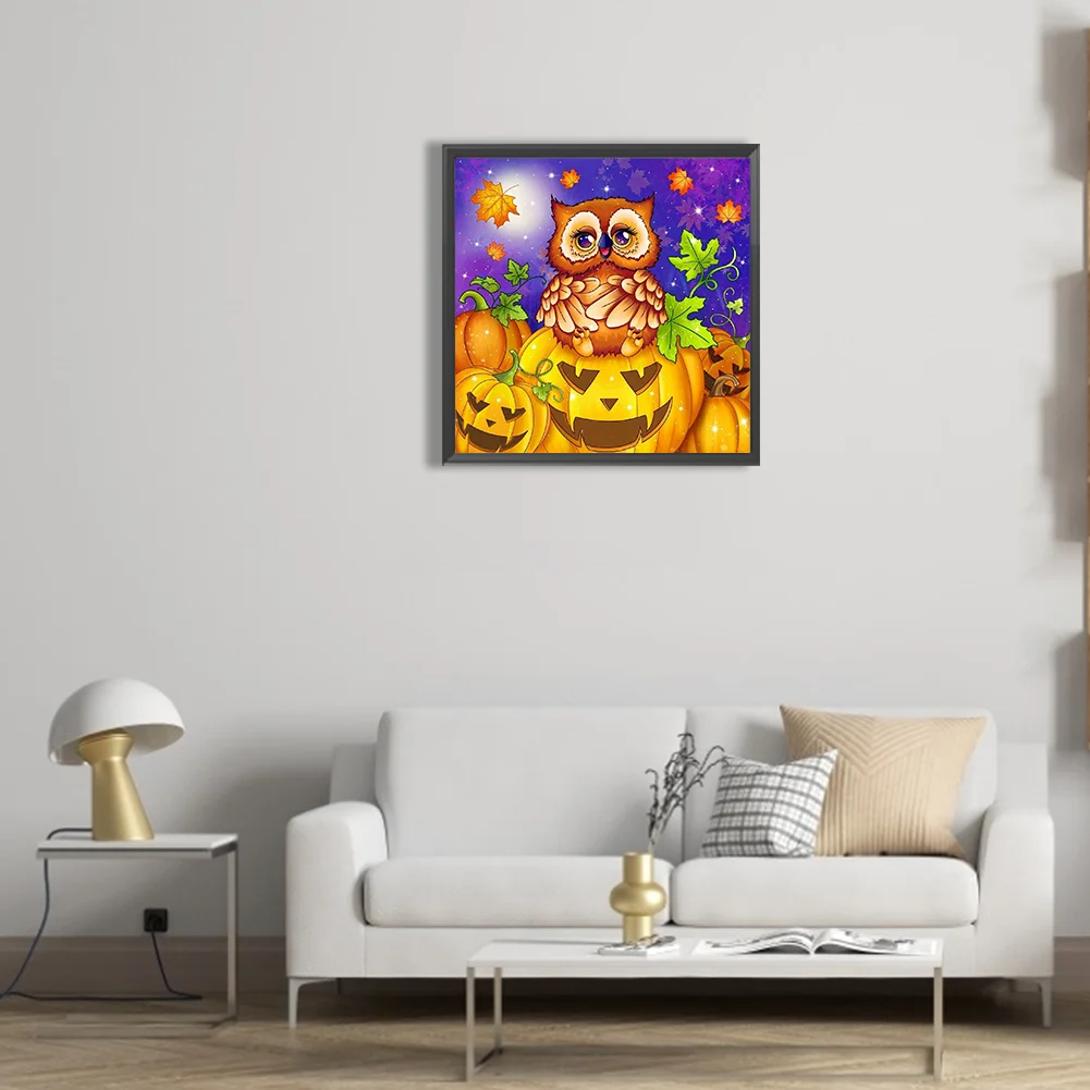 Diamond Painting - Full Round Drill - Owl Pumpkin(Canvas|30*30cm)