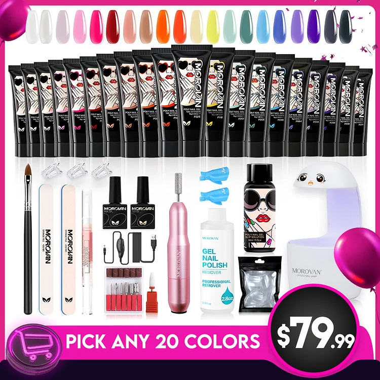 Free Choice 20 From 120+ Colors Poly Gel Professional Kit