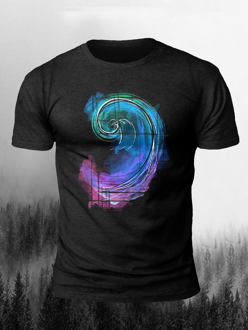 Fibonacci Geometric Color Printed T-shirt