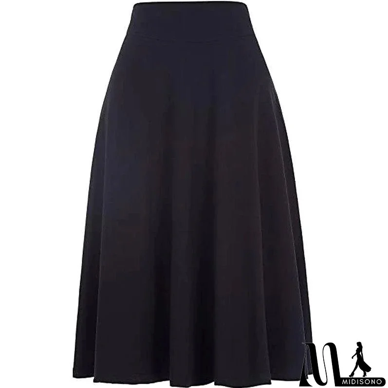 Women's Swing Work Skirts Midi Black Yellow Light Green Wine Skirts Knitting Elegant Office / Career S M L