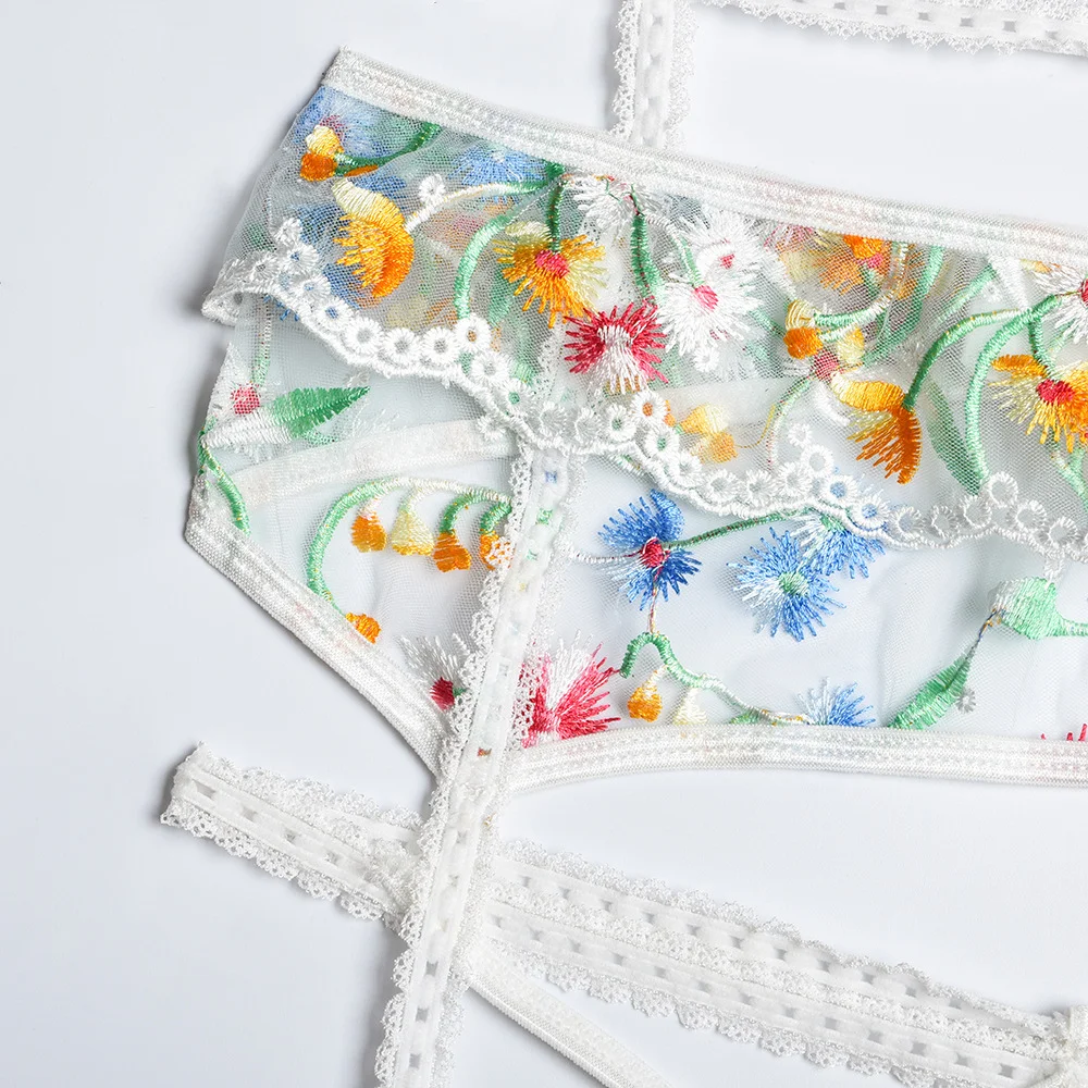 Billionm Floral Lingerie Women Sexy Bra Underwire and Panties Lengerie See Through Embroider Flower Underwear Sex Porno Clothing Intimate
