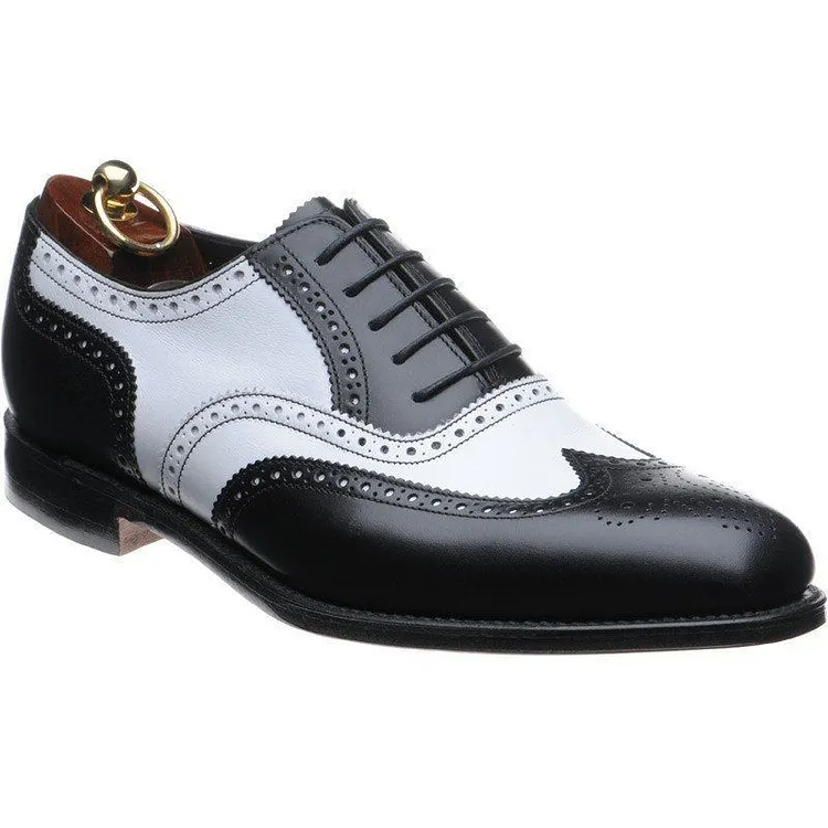 Mens Formal Shoes, Men Black Wing Tip Two Tone Spectator Shoes, Mens Shoes