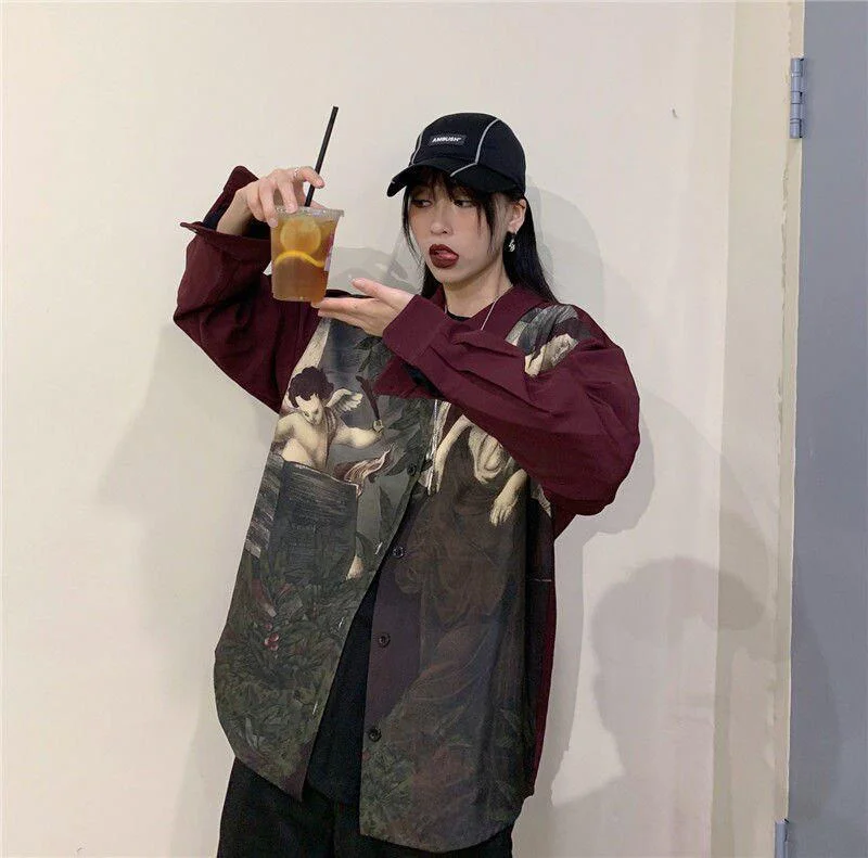 Brownm Print Long Sleeve Shirt