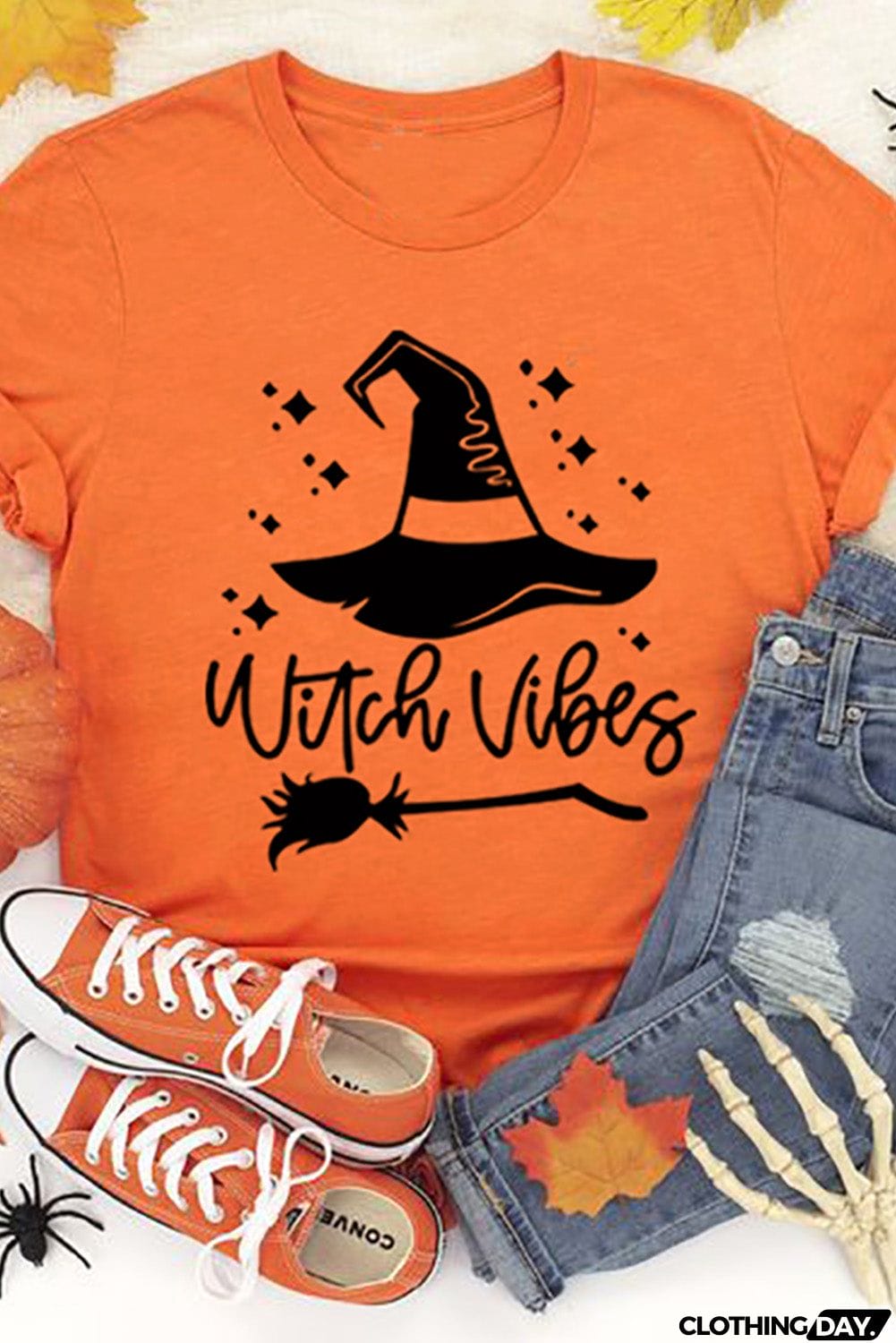Witch Vibes Hat Graphic Print Short Sleeve T Shirt